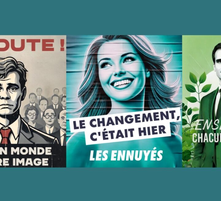 Plus vraies que nature, les affiches électorales de la revue Politique (Réalisé avec l&rsquo;aide du générateur d&rsquo;image DALL-E).