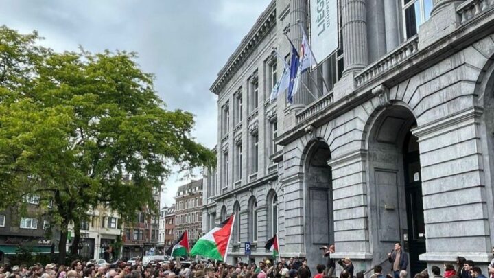 © Occupation ULiège Palestine (Instagram). Des étudiant·es de l’ULiège se sont rassemblé·es pour dénoncer les accords universitaires avec l’entreprise d’armement Thales